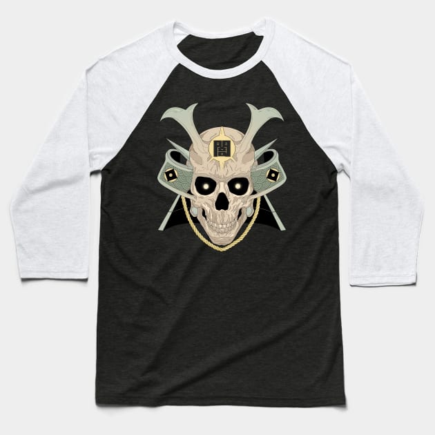 Samurai Skull Baseball T-Shirt by K2Gproject